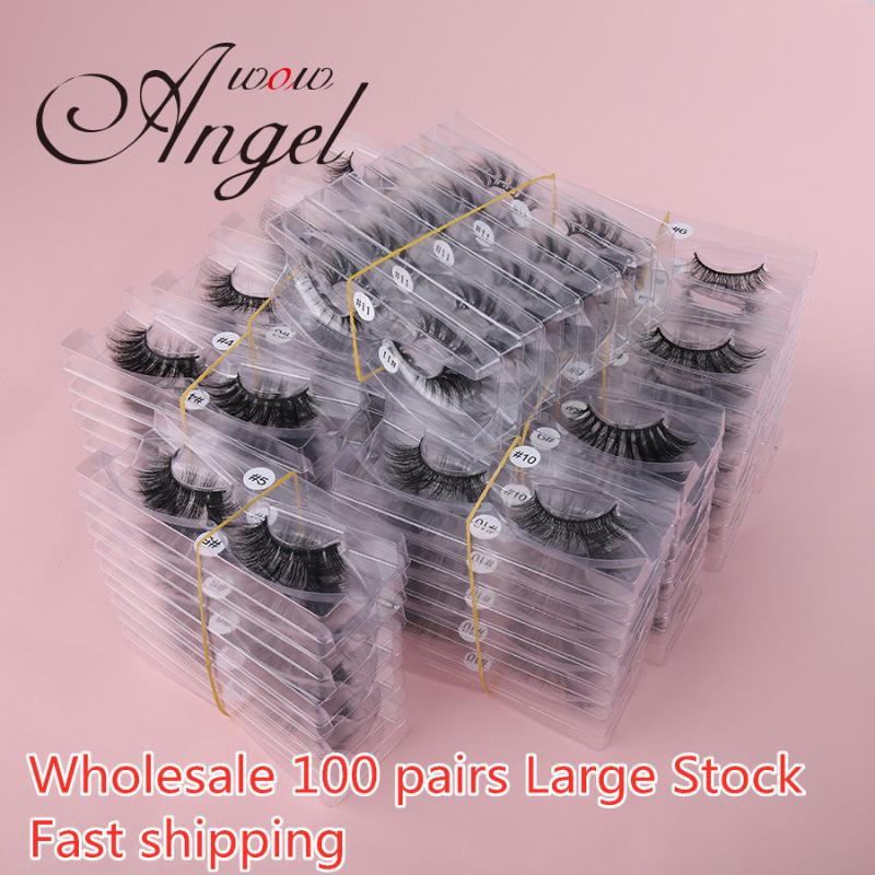 

WOWANGEL Faux 3D Mink Eyelashes Makeup Tools Eyelash Extension For Beauty No Box Natural Long Fake Eyelashes Lash Packaging Bulk