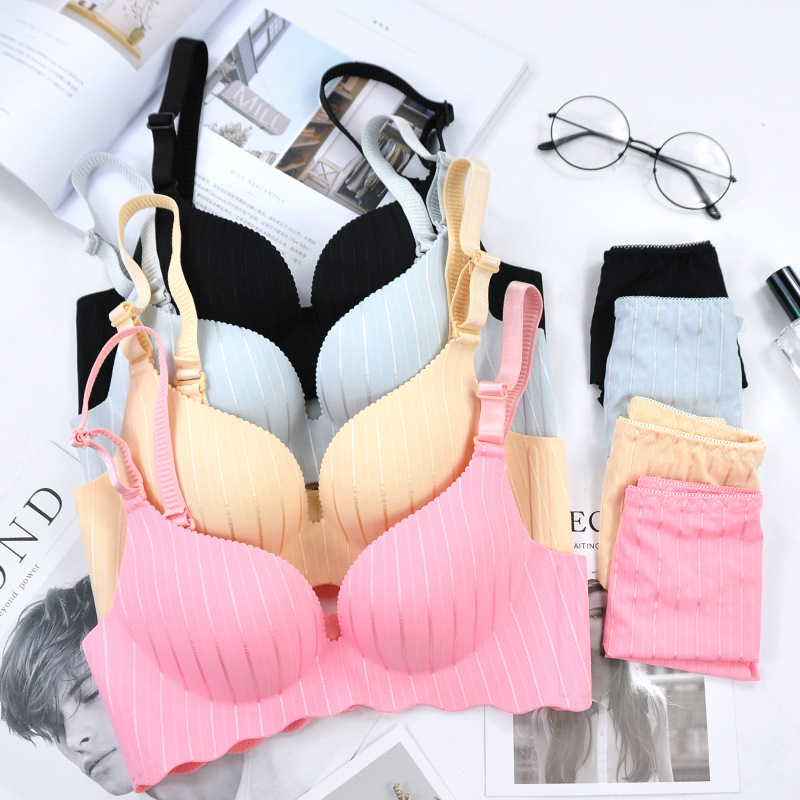 

Seamless Bra Briefs Set Comfortable Sexy Push Up Underwear For Women Wire Free Lingerie Suit Top, Beige