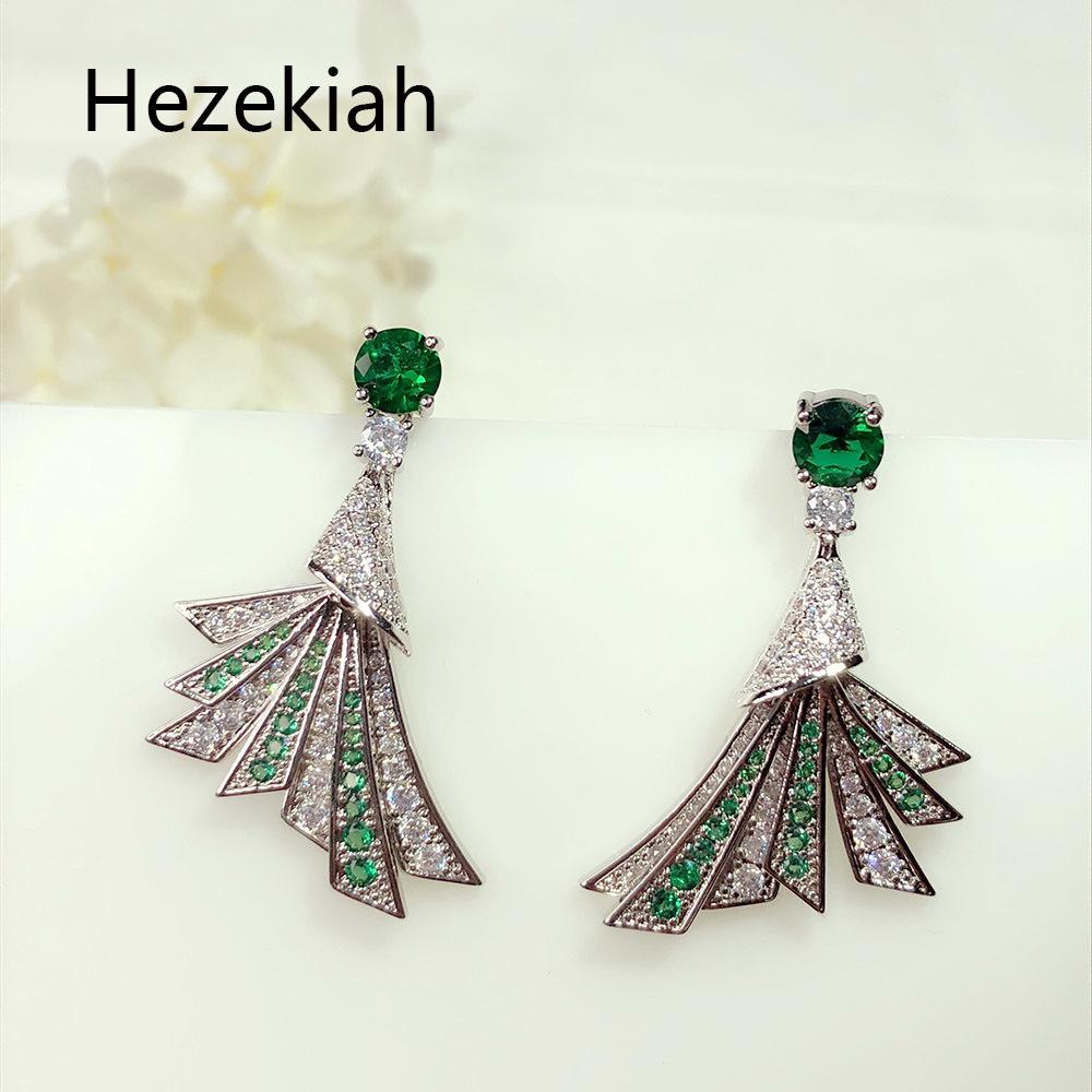 

Hezekiah S925 silver Earrings Free shipping Personality green Women's Eardrop Dance party Superior quality Ear Studs female