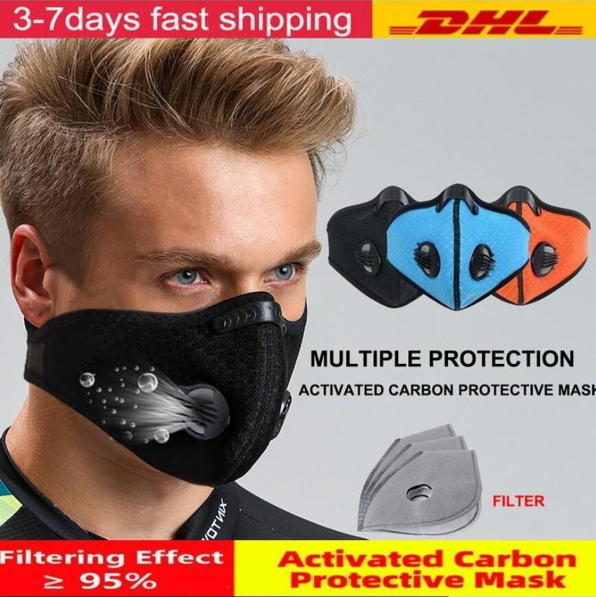 

US Stock Cycling half Face Mask With Filter Breathing Valve Activated Carbon PM 2.5 Anti-Pollution Men Women Bicycle Sport Bike Dust Mask, Blue