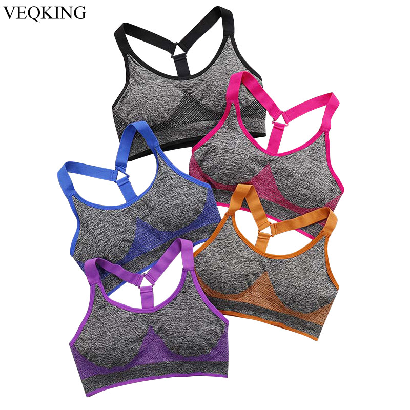 

VEQKING Quick Dry Sports Bras for Women,Shockproof Wirefree Padded Push Up Sports Tank Top,Seamless Fitness Gym Workout Yoga Bra, Khaki