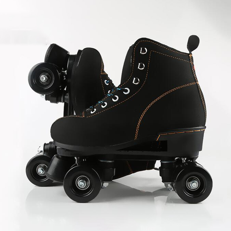 

Adult Double Row Skates Adult Men and Women Flash Roller Skates Roller Double Outdoor Patines shoes with 4 Wheels, Black