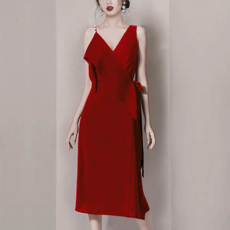 

Vintage Party Spaghetti Strap Party Dress Women 2020 Sexy V-neck Summer Casual Chic Fitted Slim Long Dresses Vestidos, Black