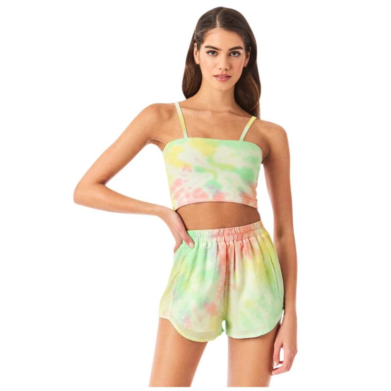 

2020 Women's Summer Gradient Tie-dye Printing Tracksuits Tank Tops And Printed Short Pants Leisure Casual Women Set #3, Pink