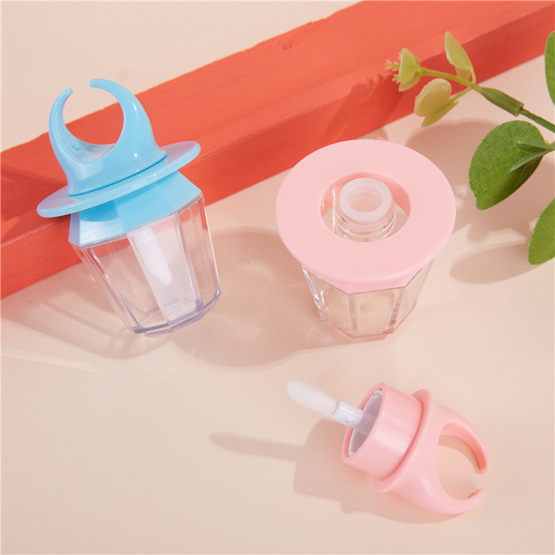 

50/100pcs 8ml Cute Ring Lipgloss Packing Bottle Cosmetic Lipstick Containers New Pink/Blue Lip Oil Brush Package Lip glaze Tubes