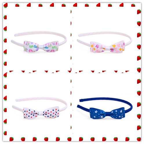 

12pcs Fashion Cute Floral Ribbon Bow Hairbands Headbands Star Print Bowknot Hair Sticks Princess Headwear Girls Hair Accessories, White