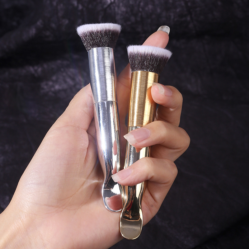 

XiXi 1Piece Makeup Brush Liquid Foundation Flat Contour Cream Powder Blusher Face Syntheic Hair Brush Gold Silvery