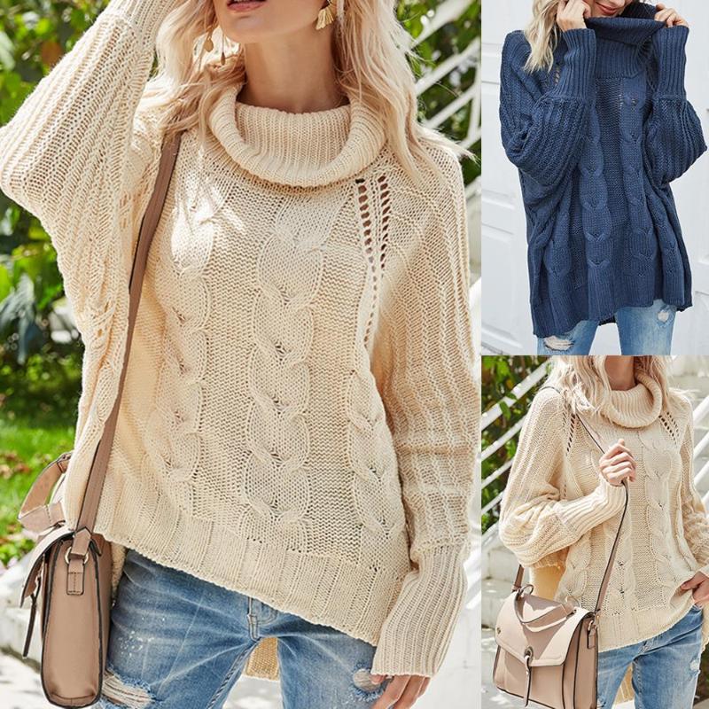

Women Pullover Sweater Bat Sleeve Loose Turtleneck Sweater, E711371