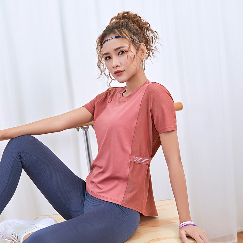 

Sports t-shirt female loose breathable net red fitness clothes quick-drying thin section running short-sleeved yoga shirt summer