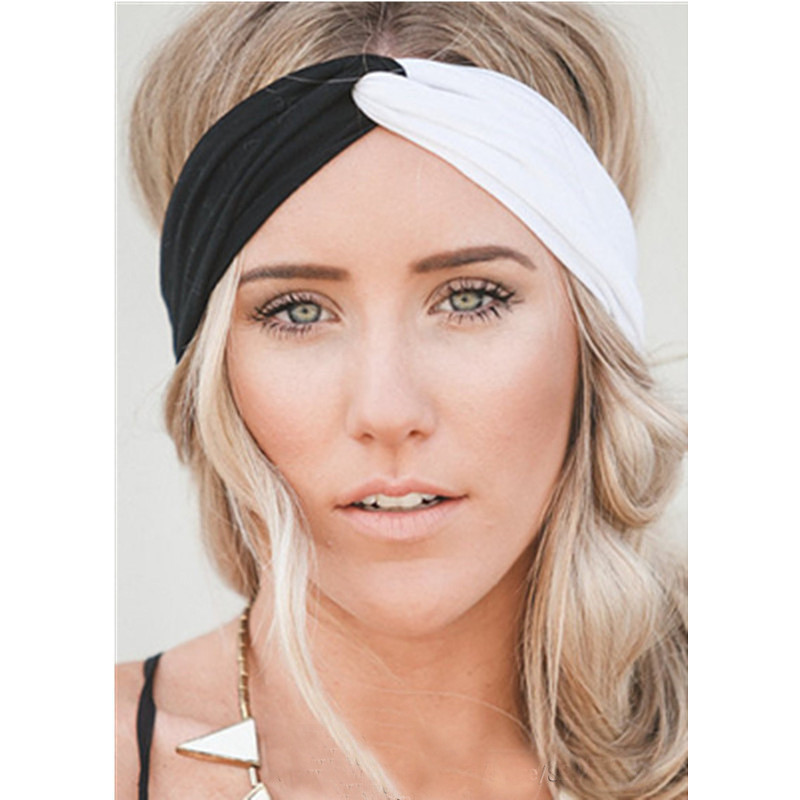 

Criss cross head band Contrast color Elastic yoga wide headbands women sweet hair hoop fashion gift