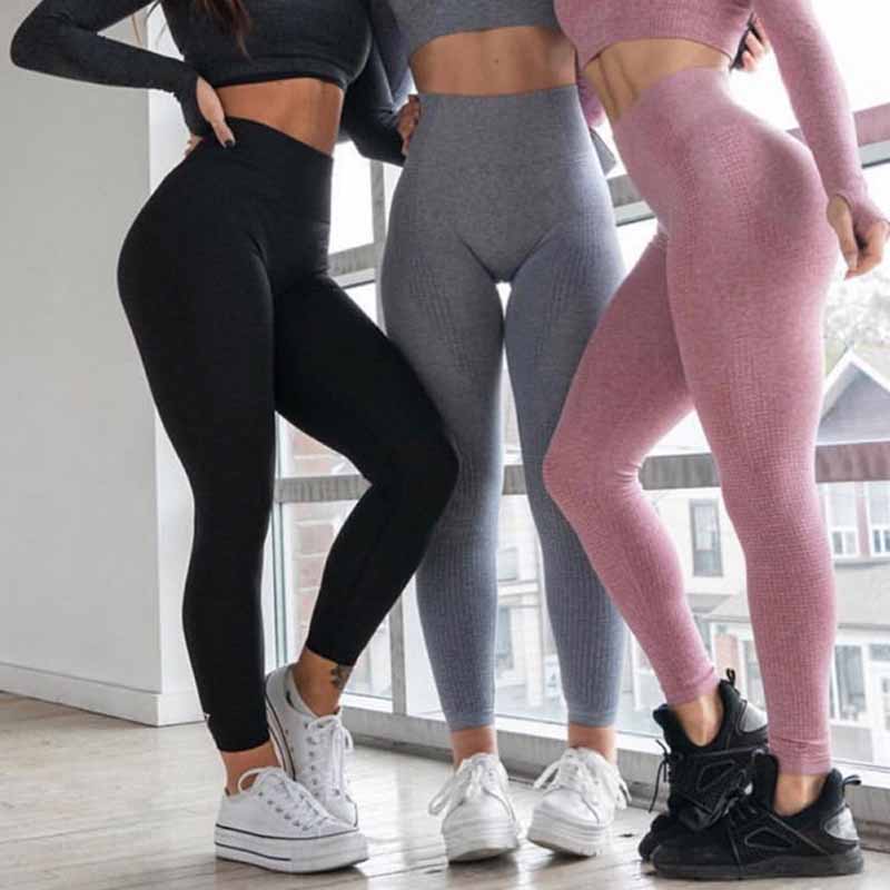 

14 Colors Women Yoga Pants High Waist Trousers Tummy Control Booty Stretchy Leggings Workout Squat Proof Apparels Quilk Dry Tights -L 6008, Black