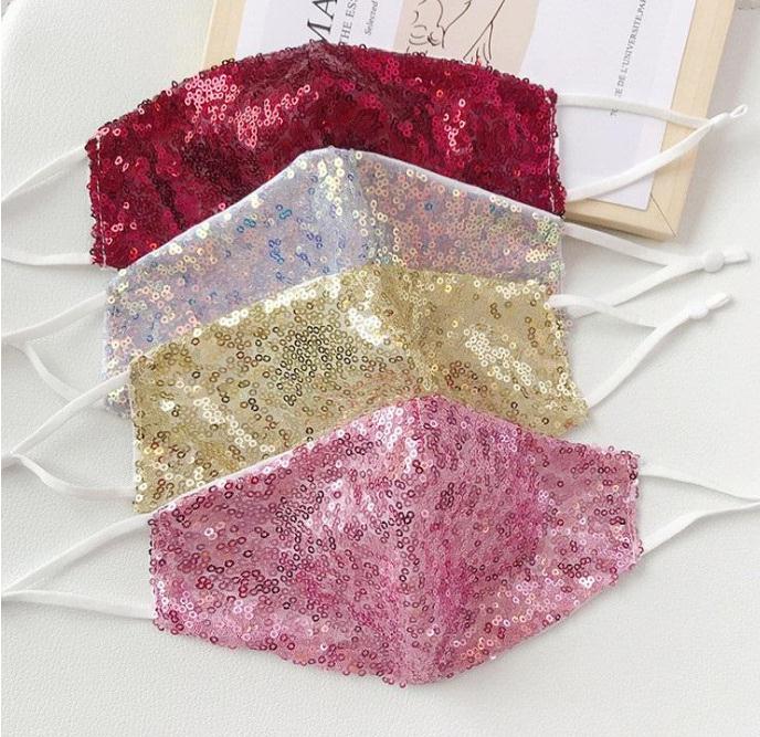 

hot Mouth Mask Dustproof Washable Women and men pink Sequin Face Mask Glitter Shiny Cover Designer masks 4 color da697