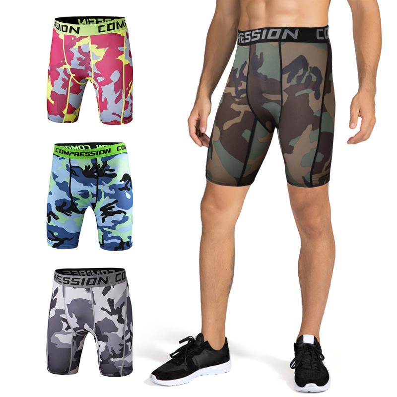 

Men Compression Shorts Camouflage Quick-dry Athletic Underwear Running Cycling Training Workout Fitness Exercise Sports Shorts, Blue camo