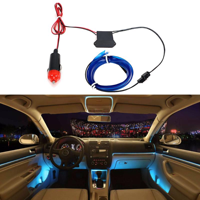 

3M Flexible EL Light Auto Atmosphere Lamp with Cigarette Lighter Drive Clamping-edge EL Wire Refit Light Car-styling Car Decors