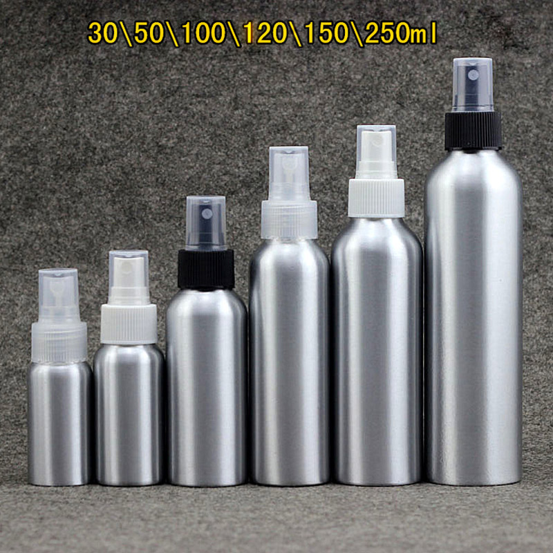 

30ml/50ml/100ml/120ml/150ml Portable Aluminum Spray Empty Bottles Perfume Refillable Pump Atomizer Mist Travel Makeup Container