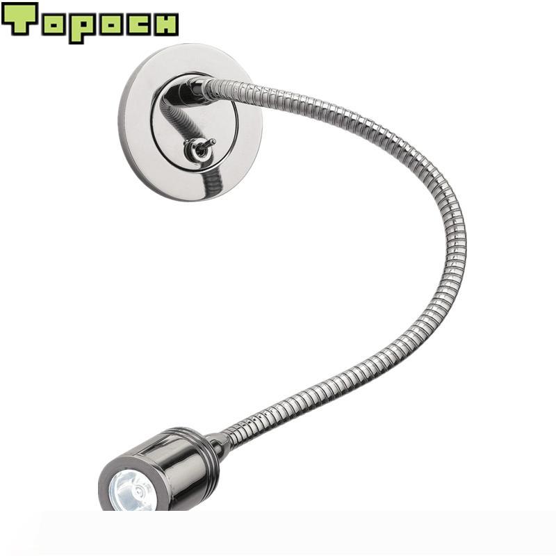 

Topoch Flush Lights on Headboard Slim Plate Flexible Arm on off Switch 3W CREE LED Chrome Finish for Hotel Residential Car Yacht