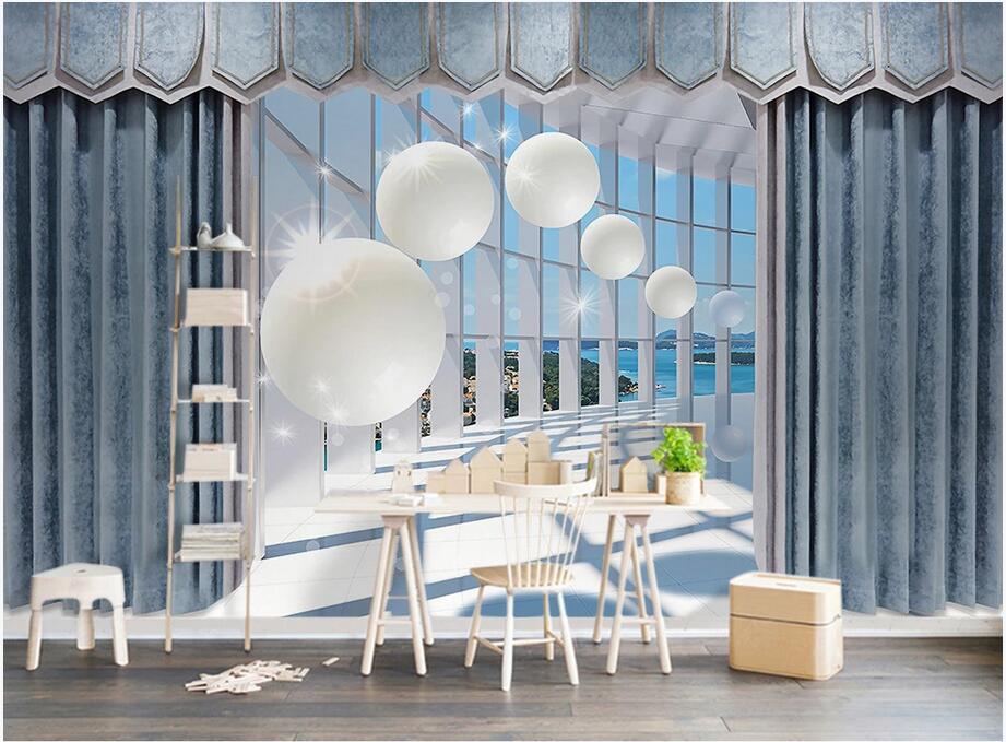 

3d photo wallpaper custom 3d stereo ball European curtain space modern TV background home decor wallpaper for walls 3d wall sticker, Non-woven wallpaper