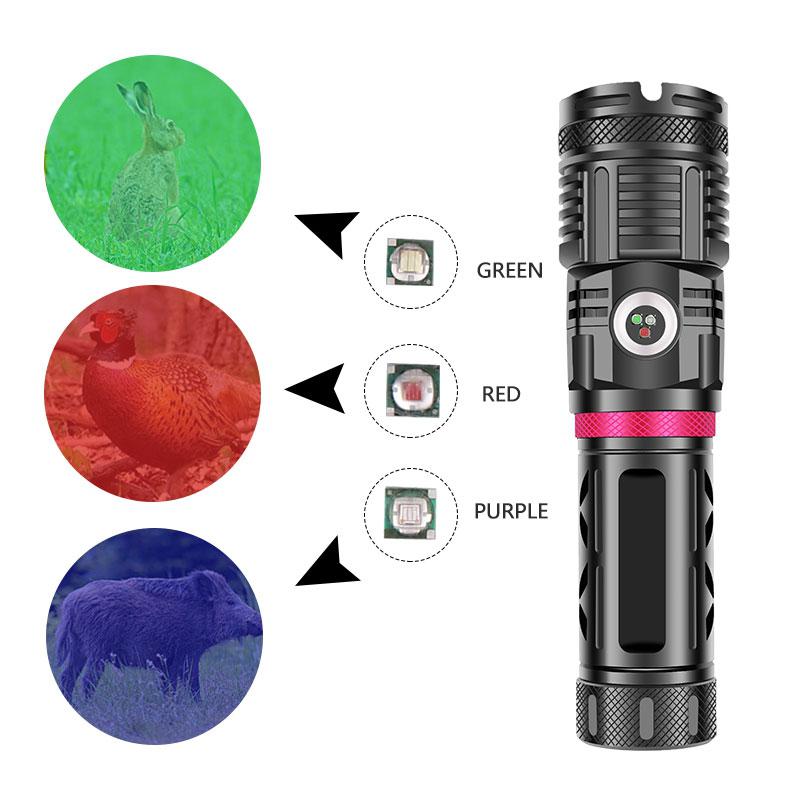 

SOLLED LED Flash Light XHP90+COB+Red Blue Green Light Multifunction