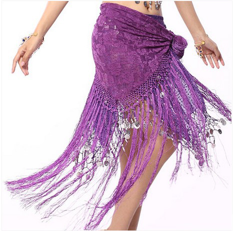 

New style Belly dance costumes lace tassel belly dance hip scarf for women dancing belts, Black