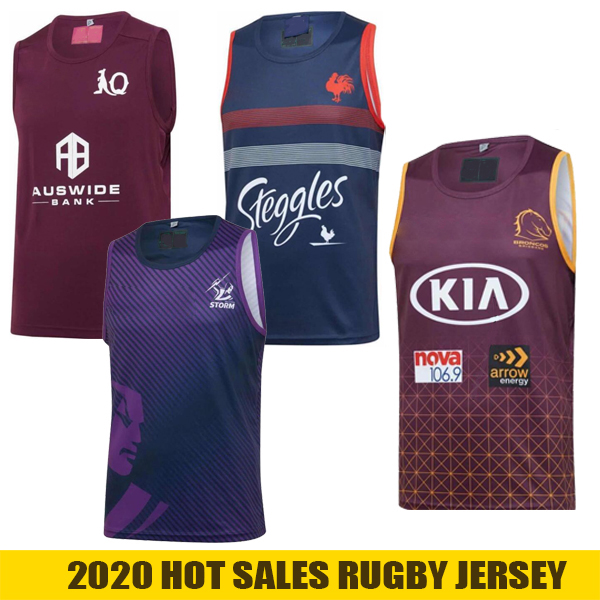 

2020 Rugby tank top Australia Melbourne Storm QLD Maroons Rugby Jerseys Brisbane Broncos Sydney Roosters national Rugby League Jersey vest, Black;gray