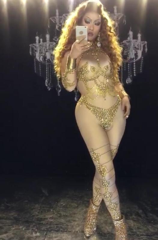 

Sexy Gold Stones Nude Jumpsuits Big Stretch Rhinestones Bodysuit Nightclub Women Dance Show Prom Party Sexy One-piece Stage Wear, As pic