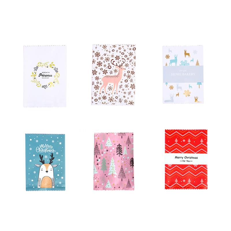 

100Pcs/lot Cute Cartoon Gifts Bags Christmas Cookie Packaging Self-adhesive Plastic Bags For Biscuits Birthday Candy Cake Packag