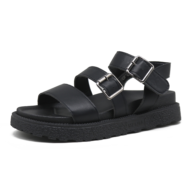 

Classic Black Platform Sandals Women 2020 Buckle Strap Designer Casual Shoes Summer Women Sandals Beach Shoes Flat