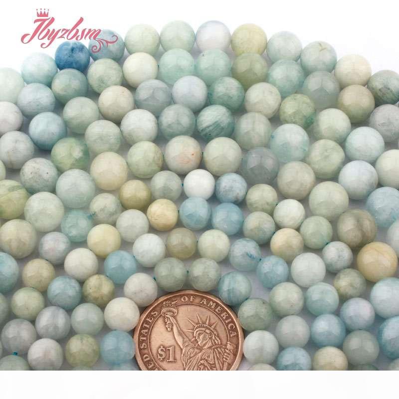 + 4mm Facetado Natural brasileño Aguamarina Piedras Preciosas redonda suelta granos 15/" AAA