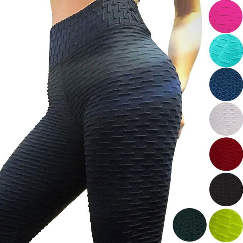 

2020 Sexy Yoga Pants Fitness Sports Leggings Jacquard Sports Leggings Female Running Trousers High Waist Yoga Tight Pants, Black