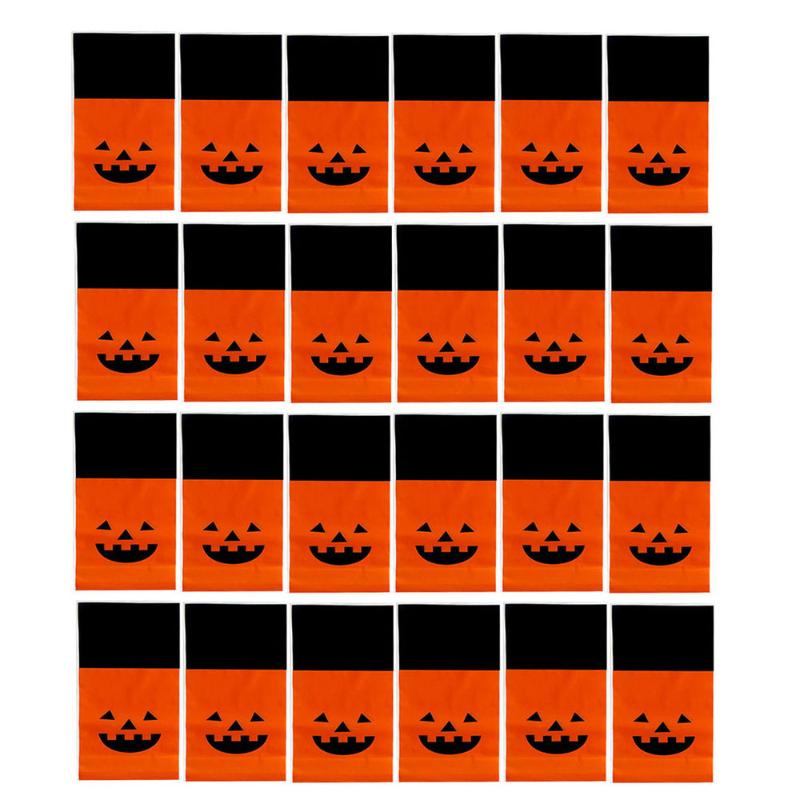 

1 Set 45-50pcs Halloween Themed Design Candy Bag Smile Pumpkin Pattern Candy Gift Storage Bag for Friends Kids Family (without B