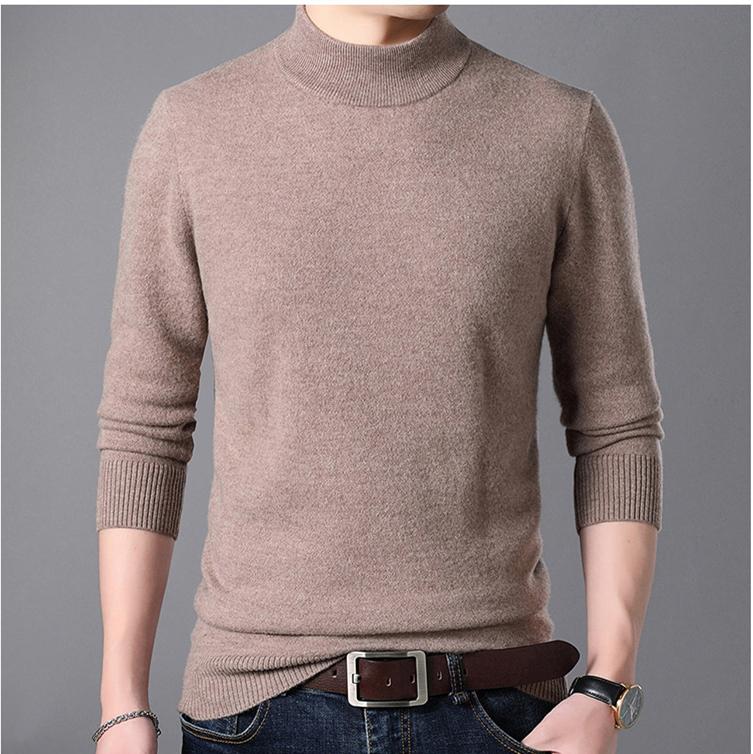 

Half turtleneck Cashmere pullover men sweater clothes for autumn winter sueter hombre robe pull homme hiver mens sweater-a, Black