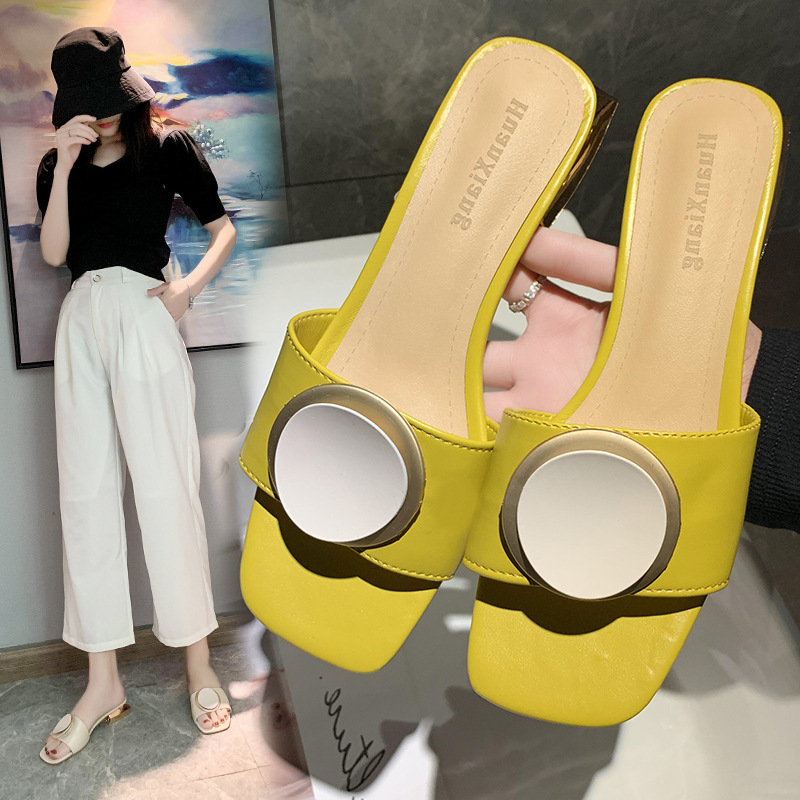 

2020 Summer New Women Slippers Paragraph Flat Non Slip Flip Flops Female Square Head Casual Outdoor Beach Sandals Slippers, Green