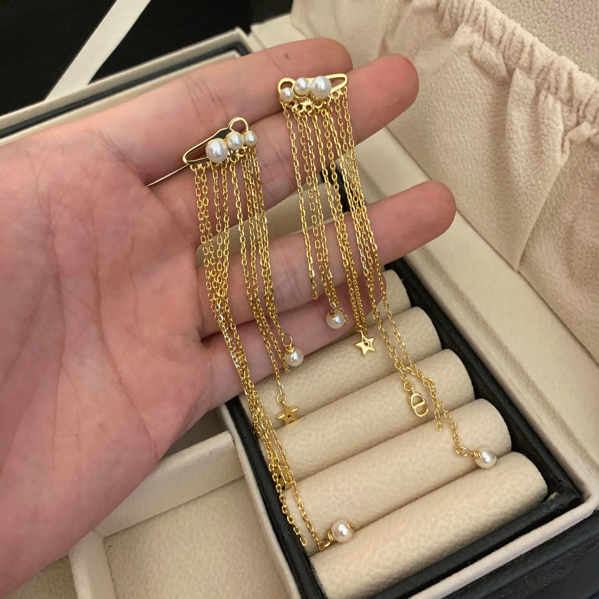 CD Home 2020 New Pearl tassel earrings female Dijia Internet celebrity temperament women's high version earrings-image-559880774