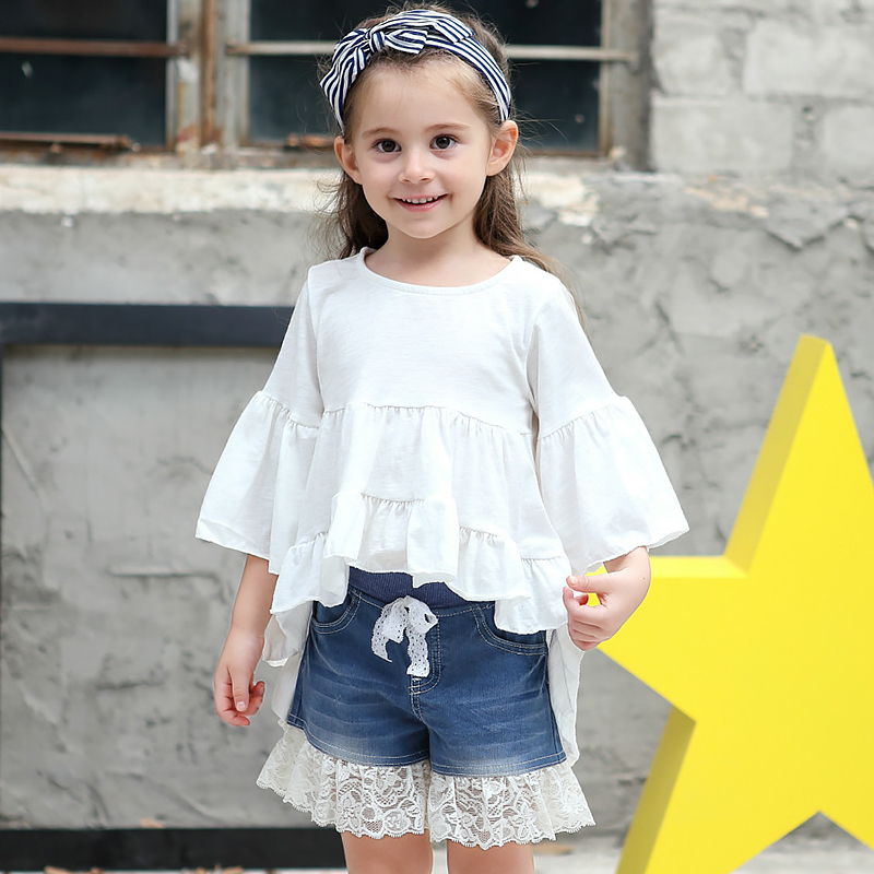 

Summer Baby Dress Cotton Ruffles Toddler Dress Solid Color Three Quarter Sleeve Children Girls Dresses Fashion Girls Clothing, Black
