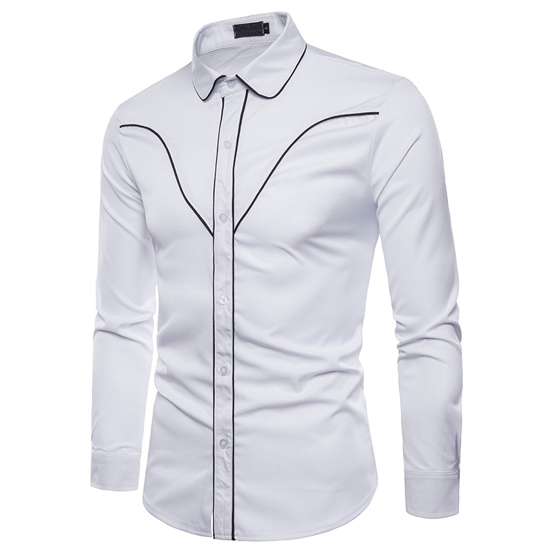 

Men' shirt spring and autumn new solid color fashion men' long-sleeved shirt business casual single-breasted, Same as the picture2