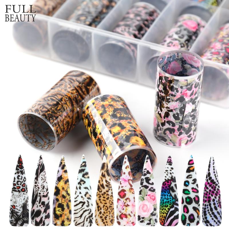

Cross-Border Nail Art Set Stickers Boxed Fashion Colorful Leopard Style Female Fashion Starry Stickers Nail