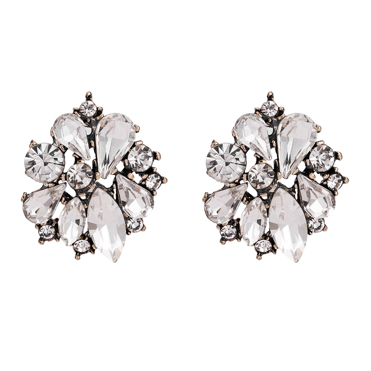 

Exaggerated multi-layer flower diamond earrings Bohemia