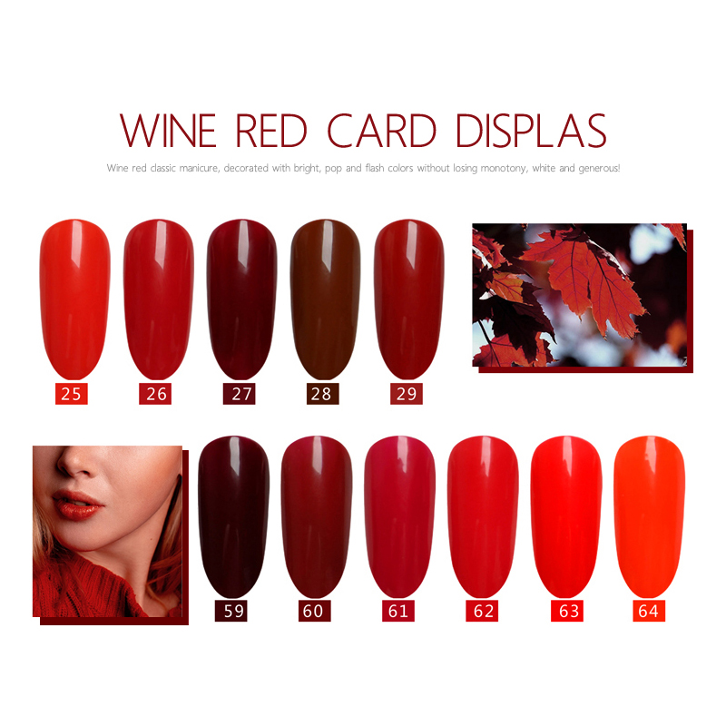 

CHUNSHU New Arrival High-quality Primer UV Gel Nail Polish Set Color Soak Off Long-lasting Varnish Art Manicure Wine Red Series, 88-25