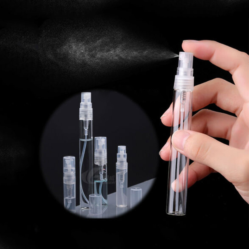 

5pcs Transparent Spray Glass Empty Cosmetics Bottle Portable Mini Perfume Bottle Sample Test Tube Refillable Container