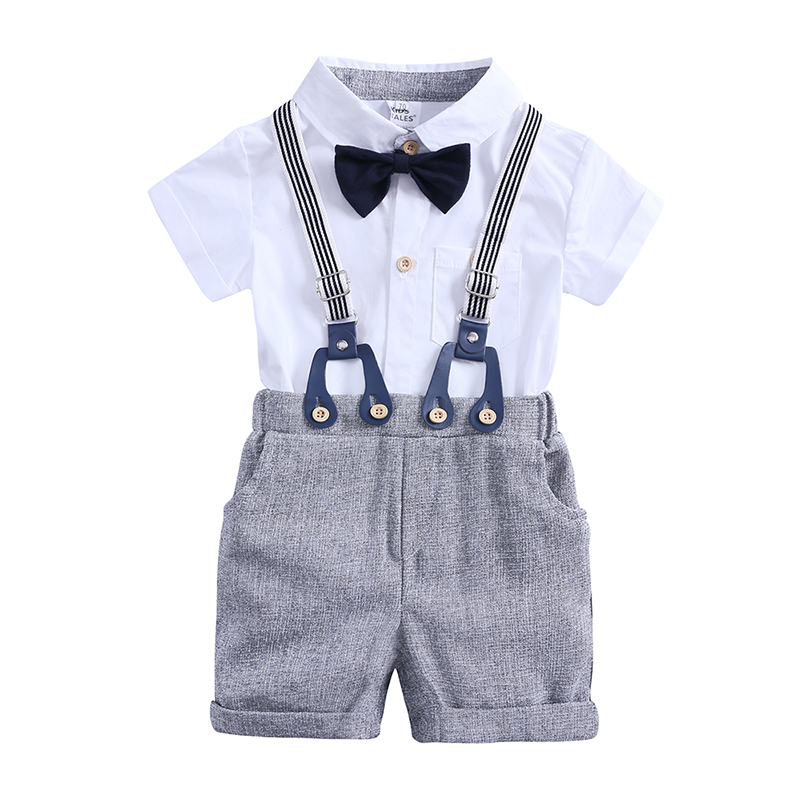 

2020 New Baby boy clothes kids summer solid formal sets romper+shorts 2pcs bow tie clothes Toddler kids sets outfits 0-2 MB508, Style 02