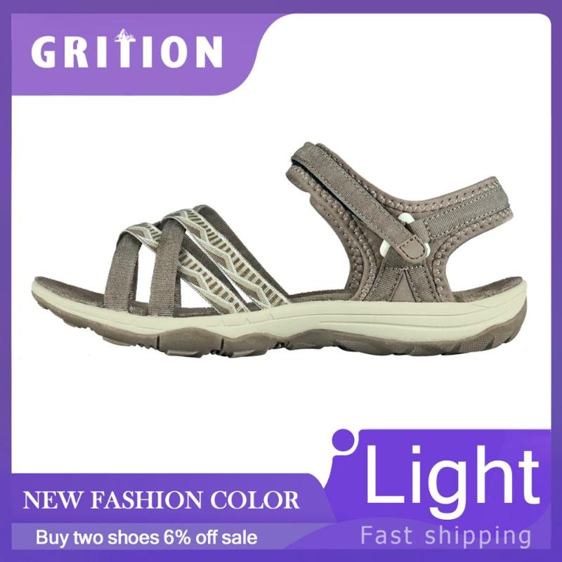 

GRITION Women Sandal New Stylish Color Non-slip Breathable Roman Webbing Beach Shoes Flat Casual Sexy Summer Hiking Sandals 41, Stone