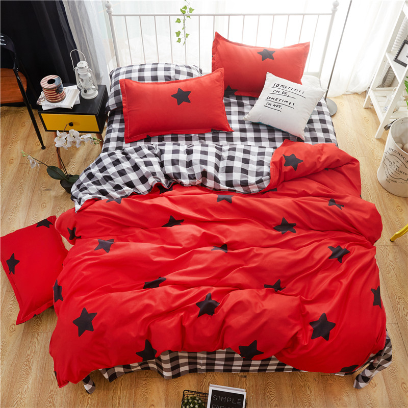 

Soft Breathable Cotton Home Bedclothes Double-sided Printing Duvet Cover Bedspread Pillowcase Multi Sizes Home Bedding Set, Model 10