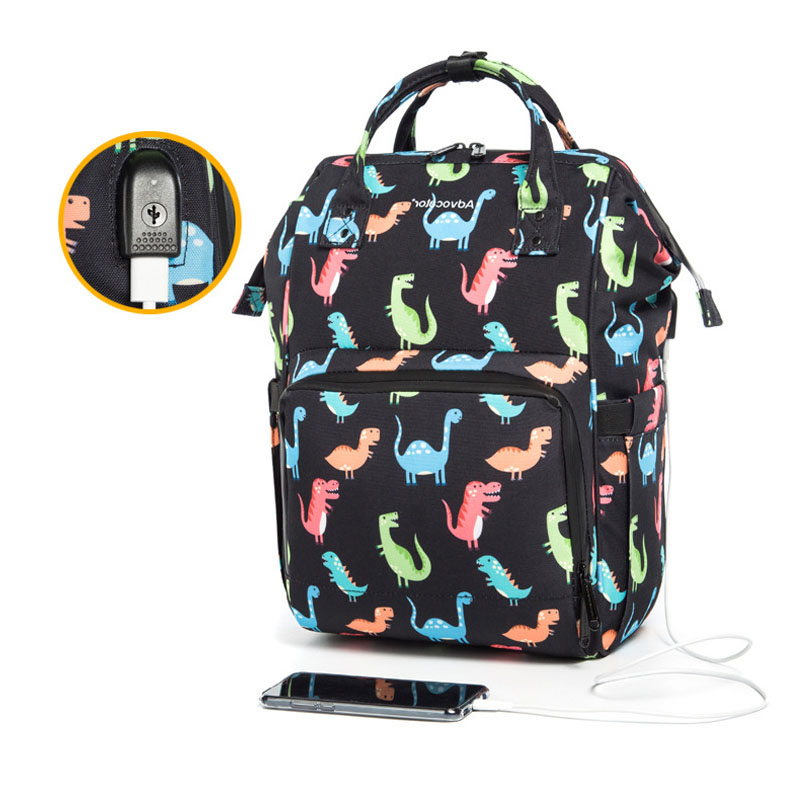 

Large capacity wet and dry separation diaper bag backpack waterproof maternity bag baby diaper give away free data cable and, Black