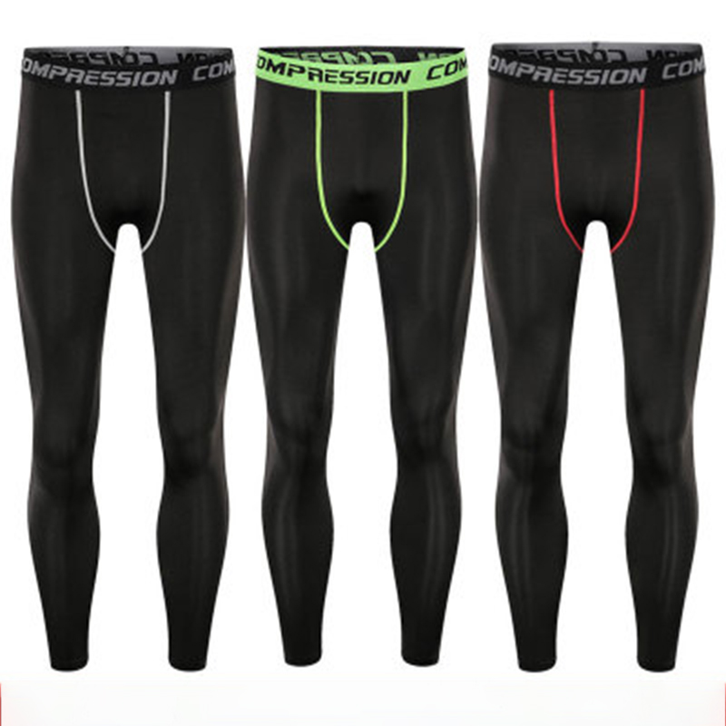 

Compression Tight Fitness Men' Running Tights High Elastic Compression Sports Leggings Quick Dry Ankle Length Pants Gym Socks, Black and red