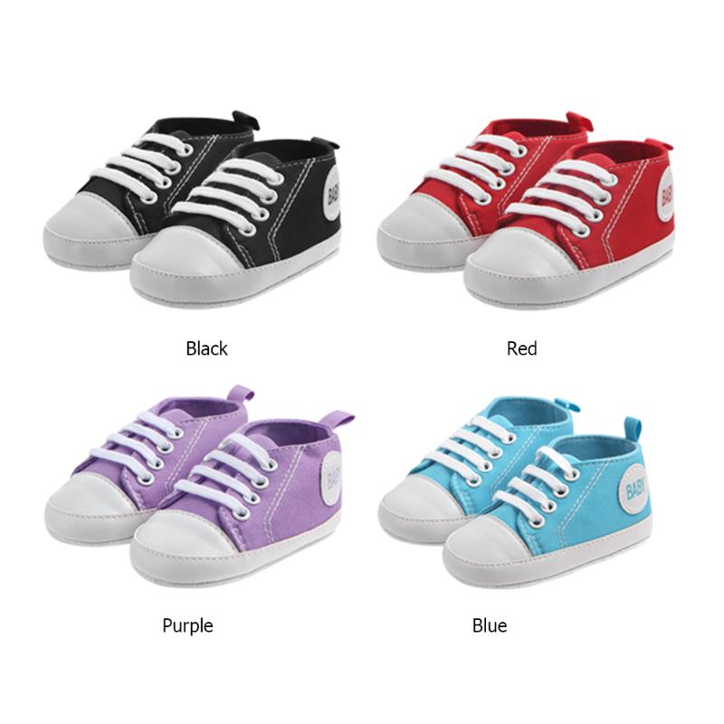 

Canvas Shoes Newborn Baby Anti-slip Soft Sole First Walkers Sports Sneakers, Black