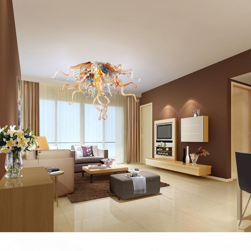 

Retro Flower Art Glass chandelier lighting Store Decor LED Light Source Blown glass Chandelier ceiling light living room furniture-L