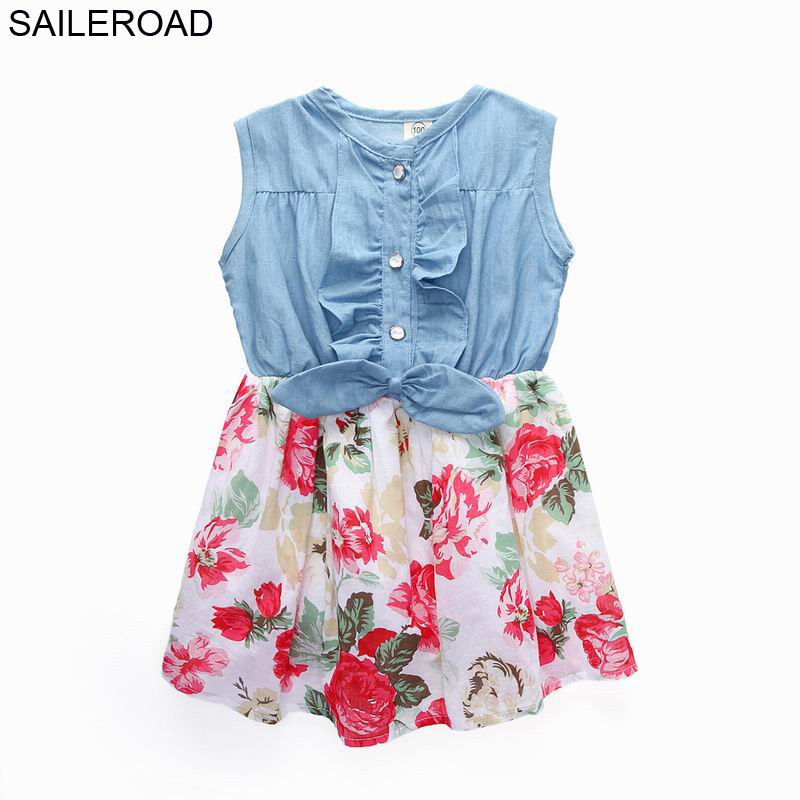 

SAILEROAD Flowers Printed Children Kids Baby Dress Cotton Baby Girls Jeans Dress 2-6Y Girls For 2020 Years Summer Dresses, 200200 same picture