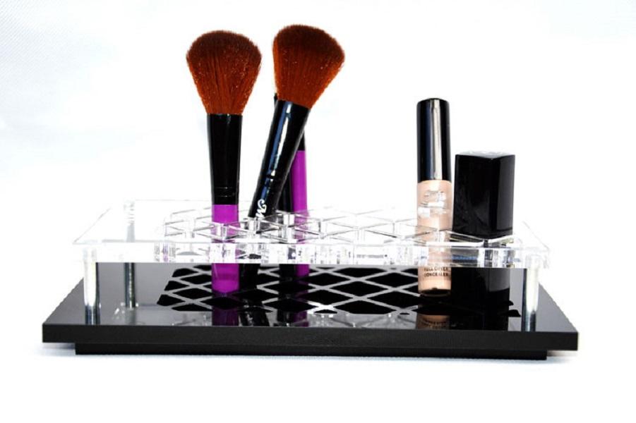 

Luxury Lipstick Holder Women Cosmetic Brush Case Makeup Tools Acrylic Storage Box With White Gift Box VIP Gift, Black