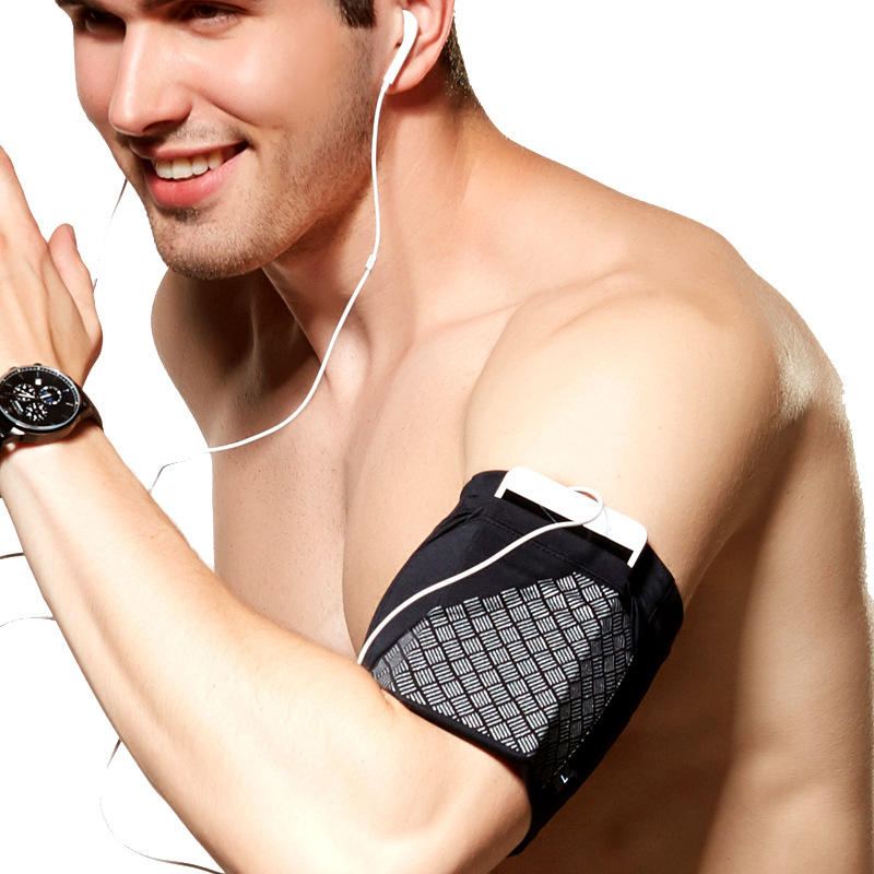 

Men's Running Elastic Mobile Phone Armstrap Travel Phone Case Fitness Outdoor Equipment Wrist Bag, White