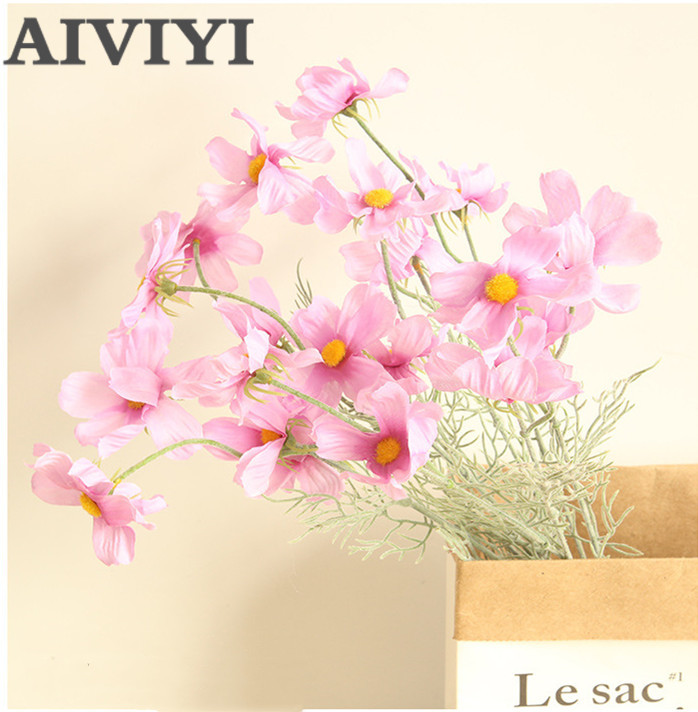 

10 head cosmos Gesang flower DIY living room floor display fake flower wedding scene decoration Christmas gift, Blue